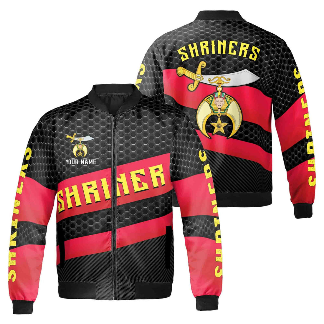 Custom Name Shriners Emblem Proud To Be A Shriner Bomber Jacket S-5XL - FUKAMASONIC