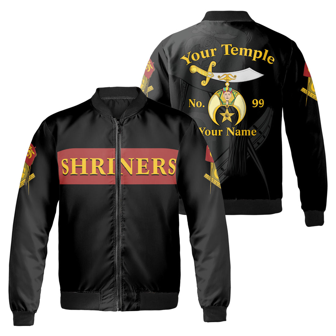 Personalized Shriners With Mason Noble Shriner Bomber Jacket S-5XL - FUKAMASONIC