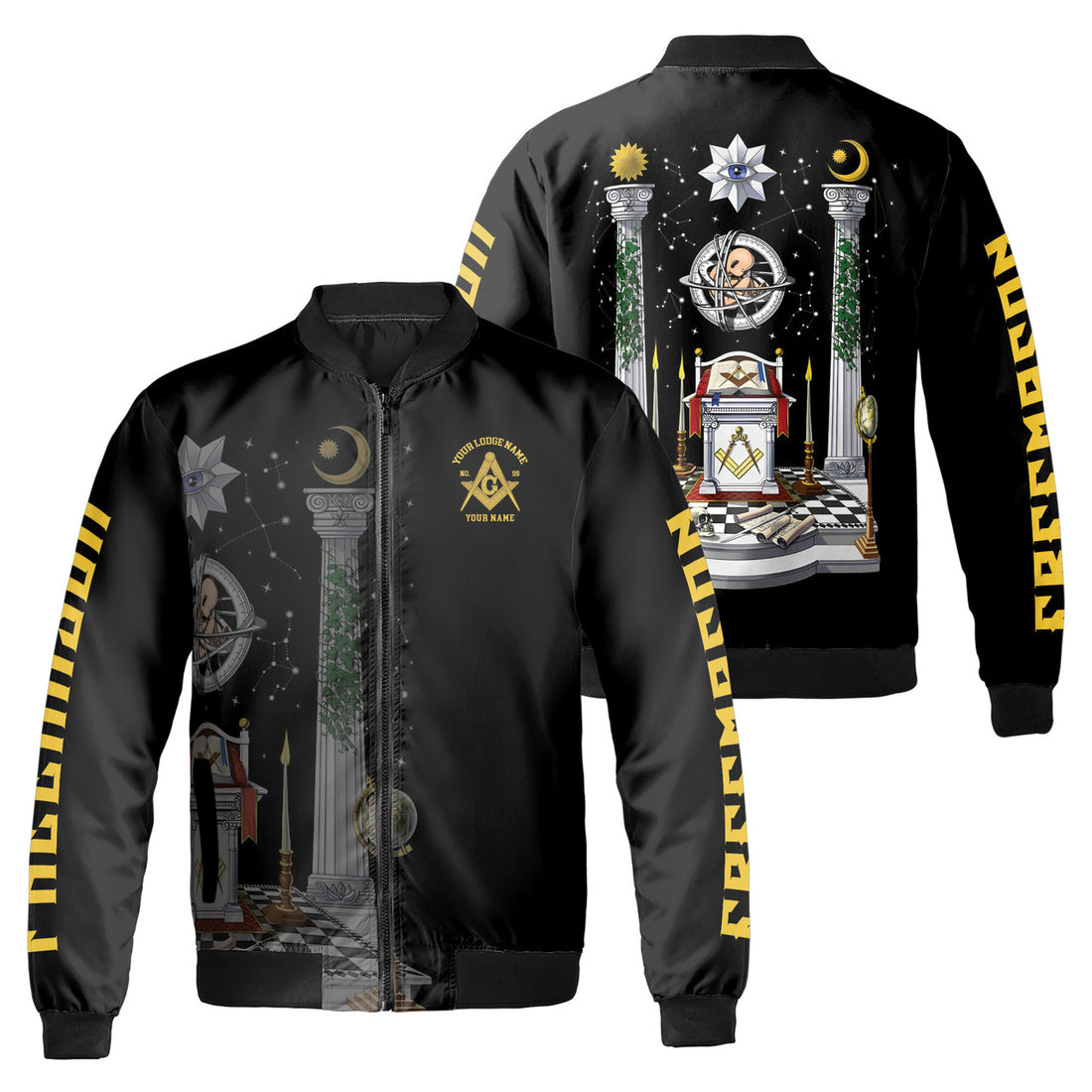 Personalized Masonic Lodge Altar Proud To Be A Mason Bomber Jacket S-5XL - FUKAMASONIC