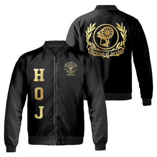 Customized Heroines of Jericho Golden HOJ Pattern Bomber Jacket S-5XL - FUKAMASONIC