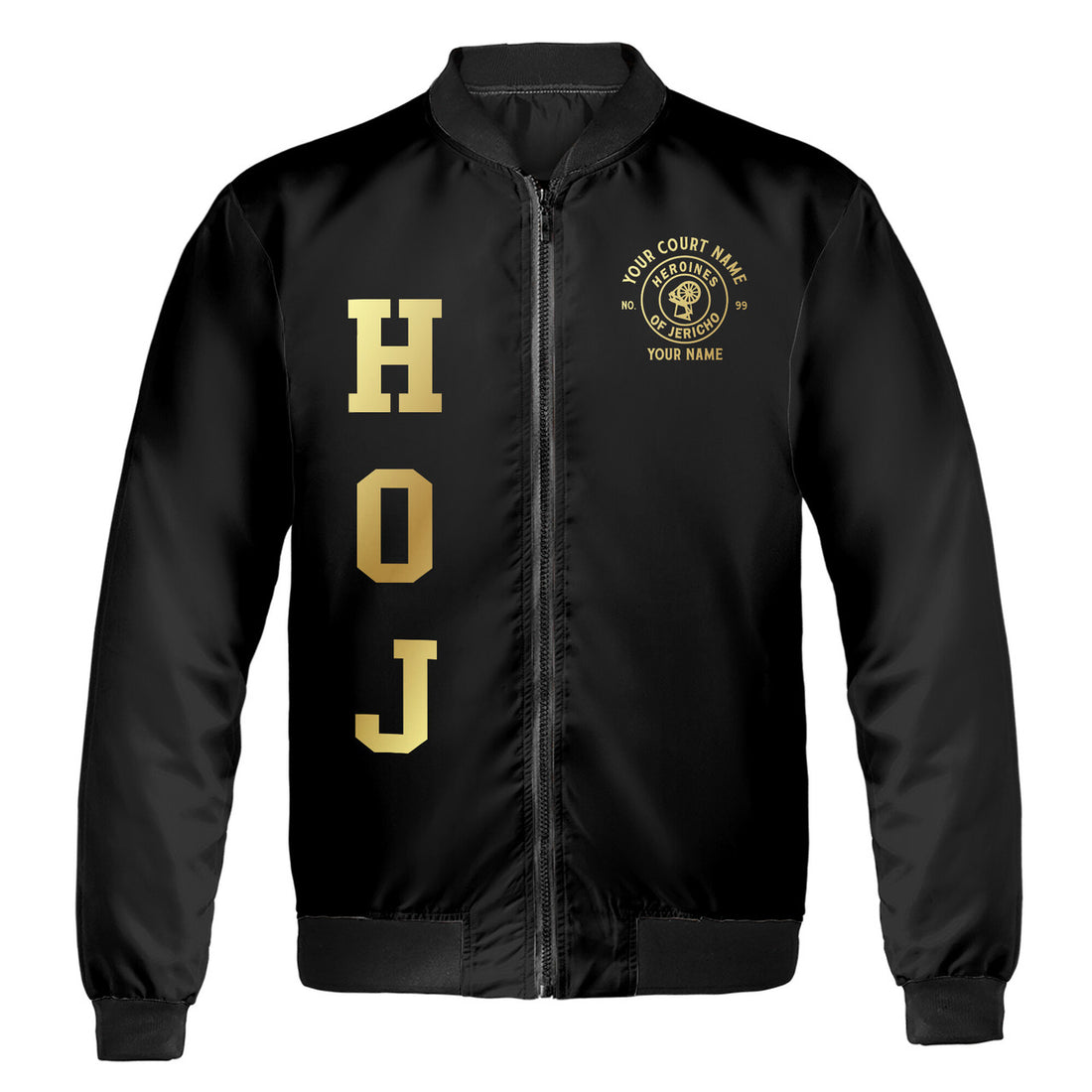 Customized Heroines of Jericho Golden HOJ Pattern Bomber Jacket S-5XL - FUKAMASONIC