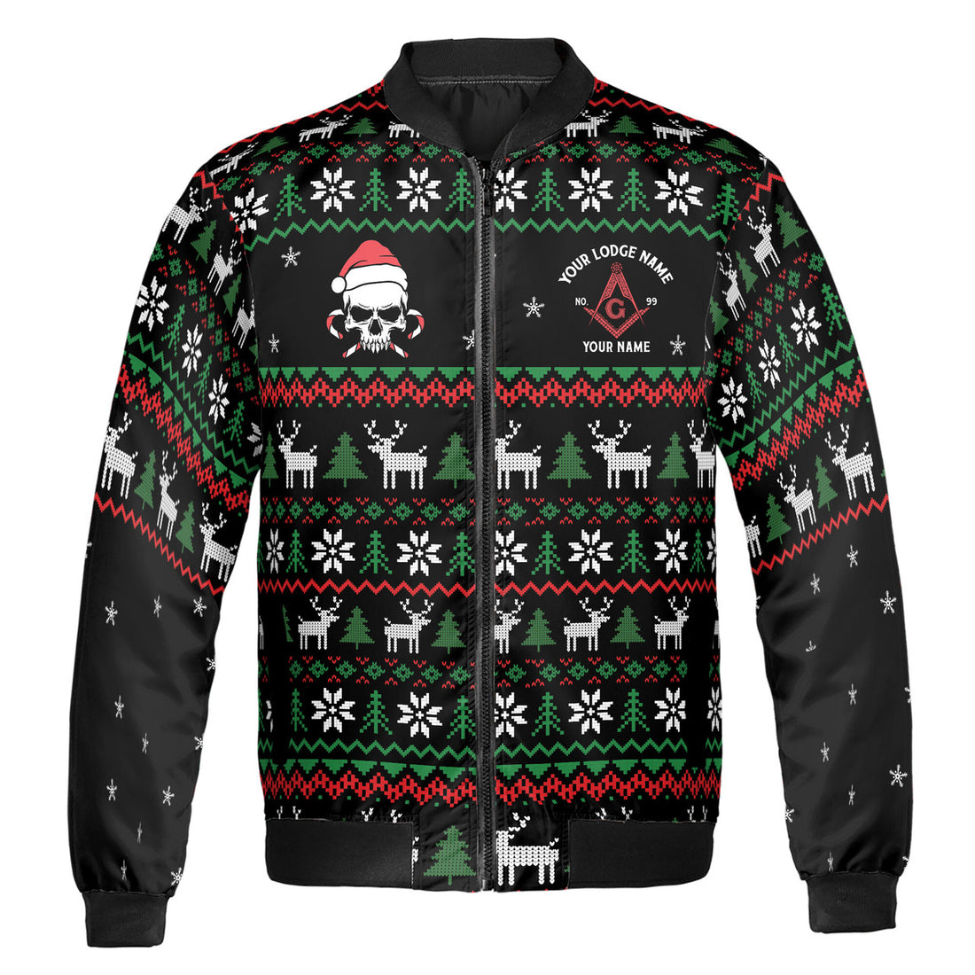 Customized Ho Ho Ho It Skull Santa Freemansory Bomber Jacket S-5XL - FUKAMASONIC