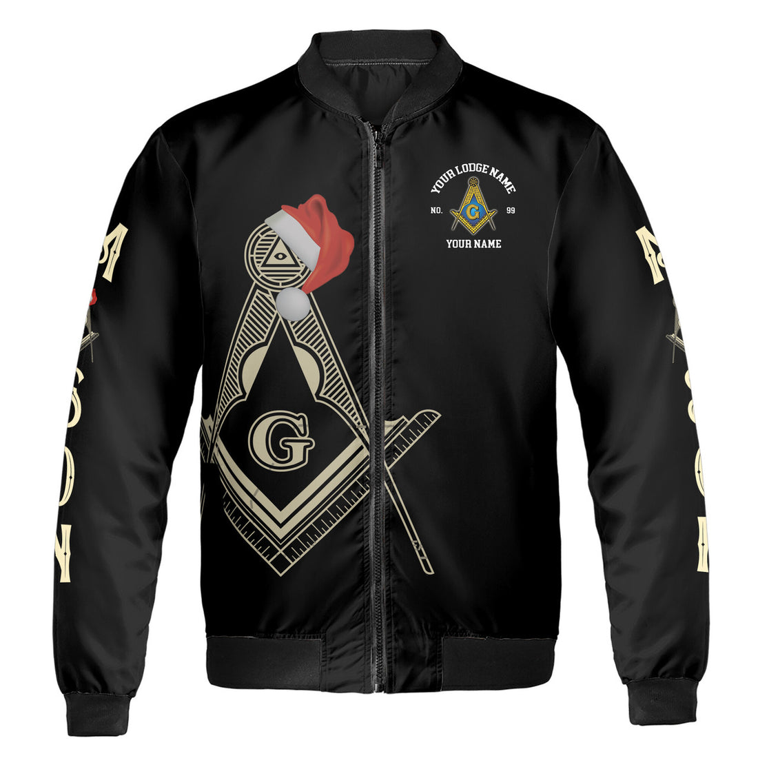 Customized Santa Claus Ho Ho Ho Merry Christmas Freemason Bomber Jacket S-5XL - FUKAMASONIC