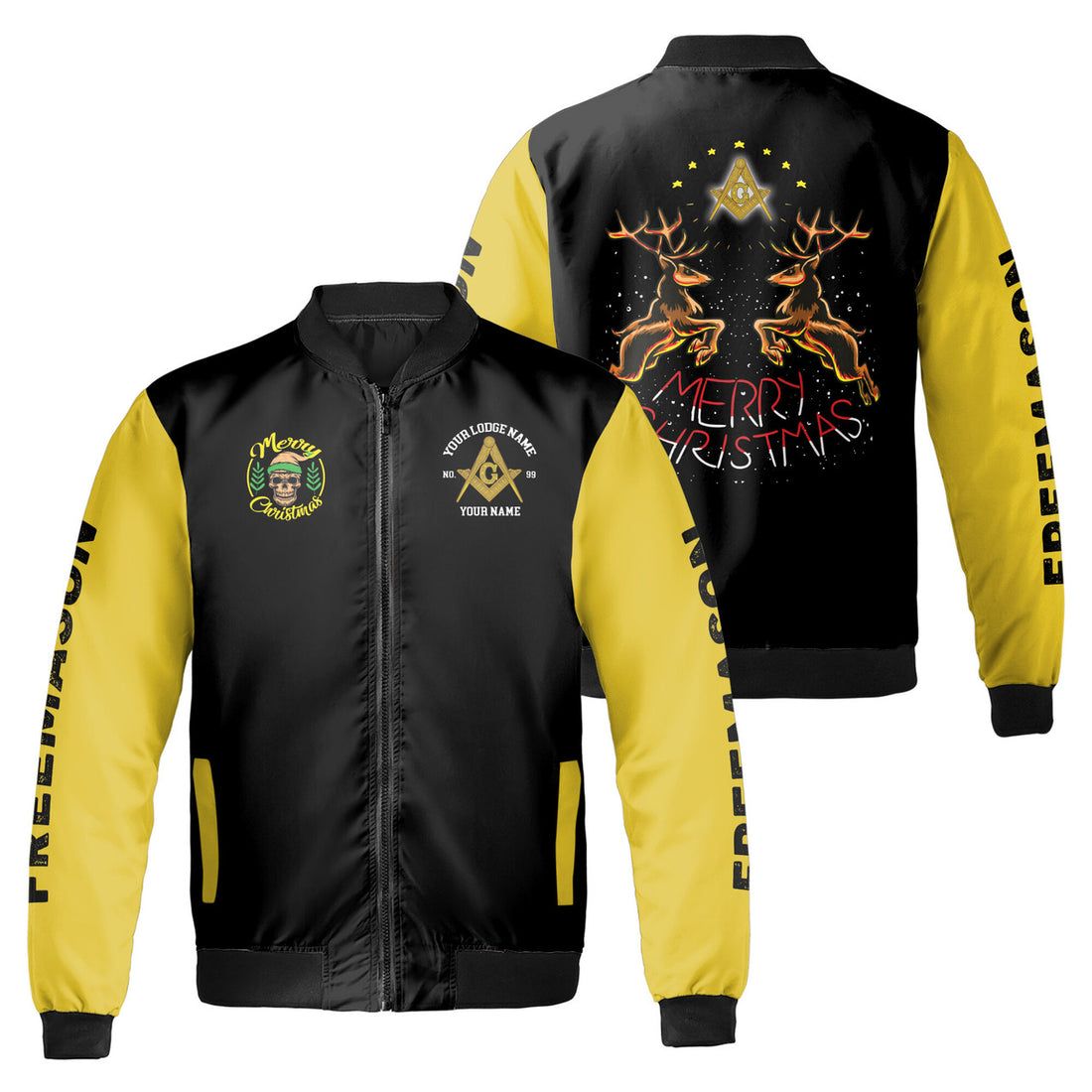 Customized Merry Christmas Winter Freemasonry Bomber Jacket S-5XL - FUKAMASONIC