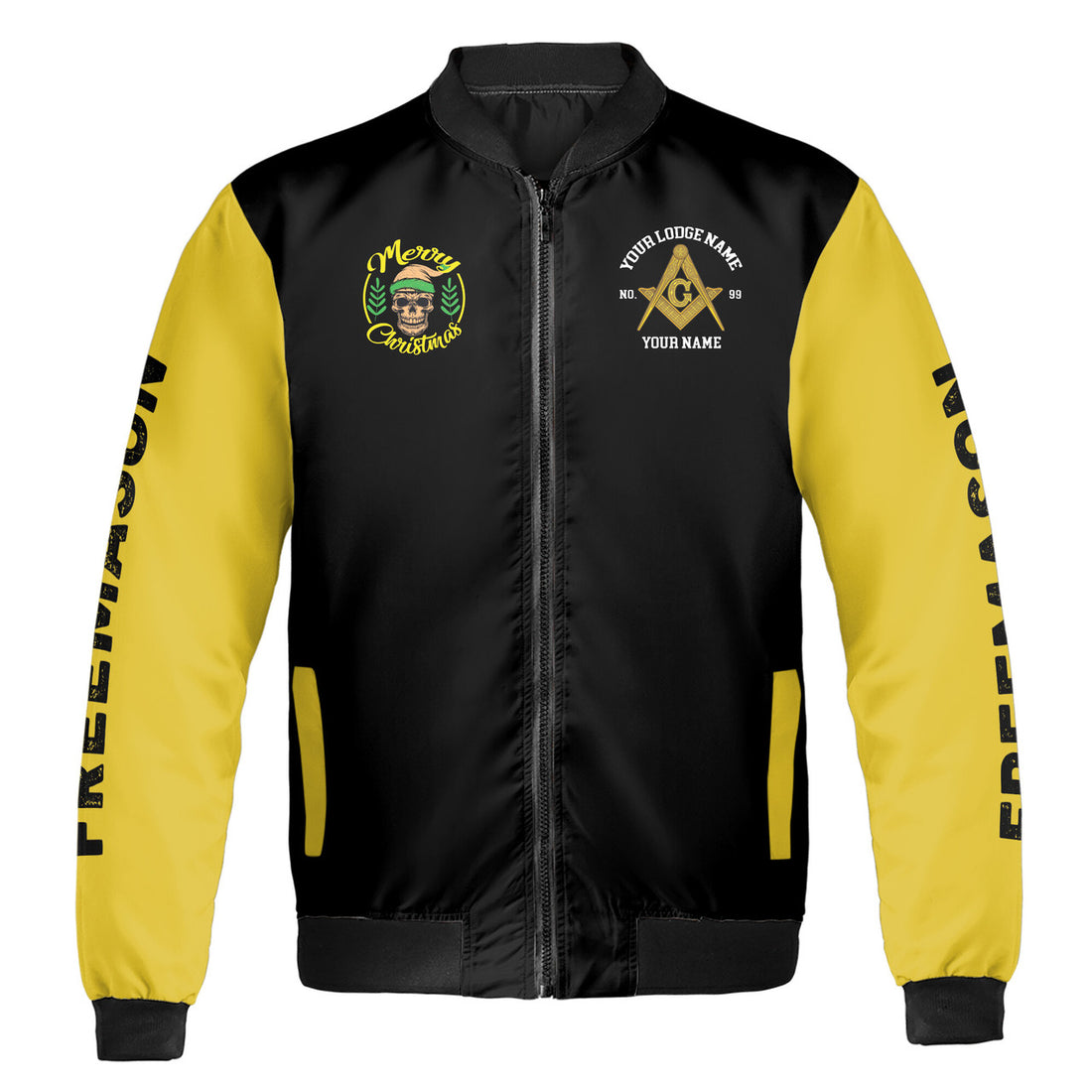 Customized Merry Christmas Winter Freemasonry Bomber Jacket S-5XL - FUKAMASONIC