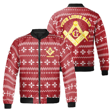 Personalized Freemasonry It's Winter Time Masonic Red Bomber Jacket S-5XL - FUKAMASONIC