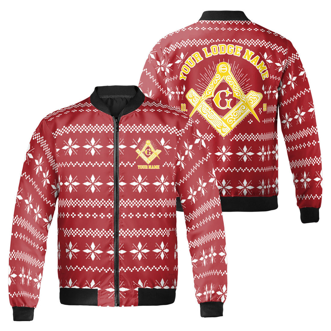 Personalized Freemasonry It's Winter Time Masonic Red Bomber Jacket S-5XL - FUKAMASONIC