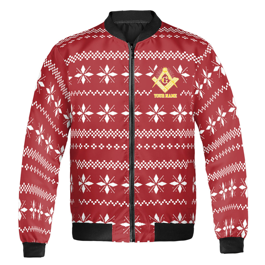 Personalized Freemasonry It's Winter Time Masonic Red Bomber Jacket S-5XL - FUKAMASONIC