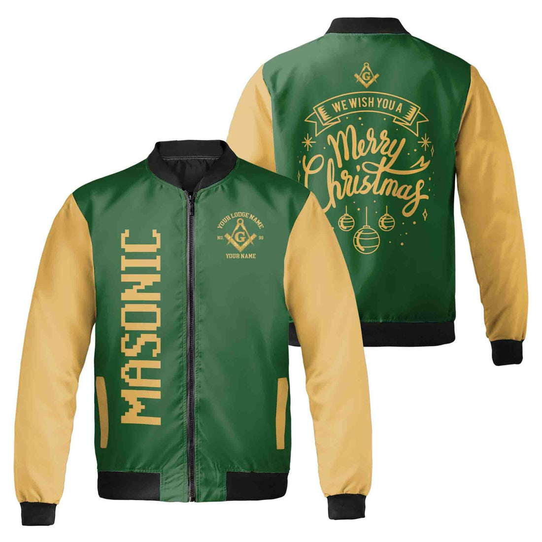 Customized We Wish You a Merry Christmas Freemasonry Bomber Jacket S-5XL - FUKAMASONIC