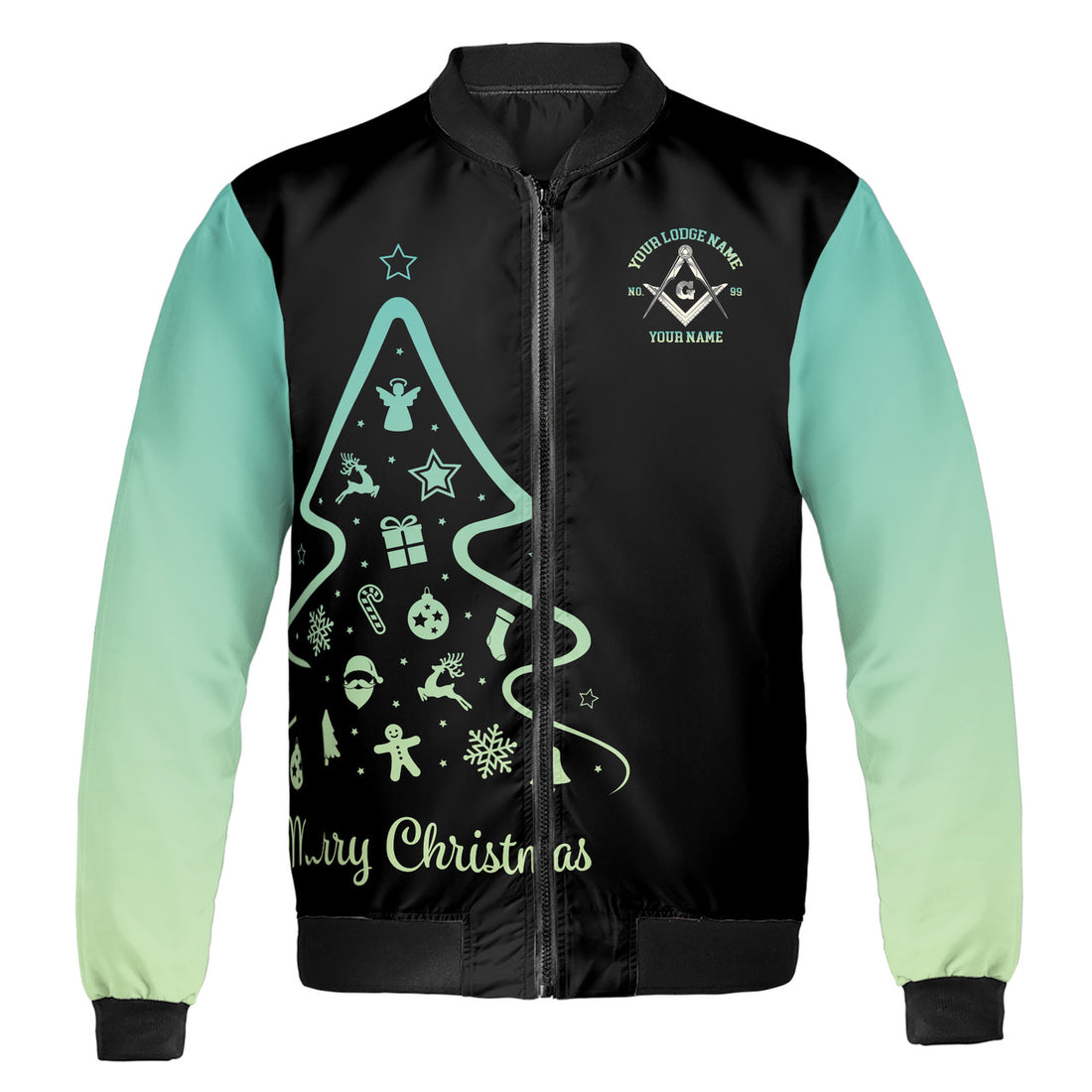 Customized Once a Freemason Merry Christmas Xmas Bomber Jacket S-5XL - FUKAMASONIC