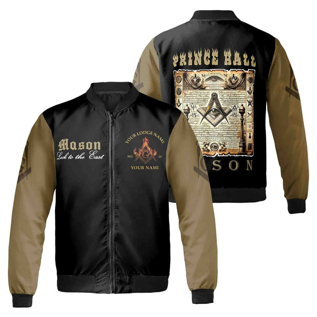 Personalized Mason Look To The East PHA Prince Hall Mason Bomber Jacket S-5XL - FUKAMASONIC
