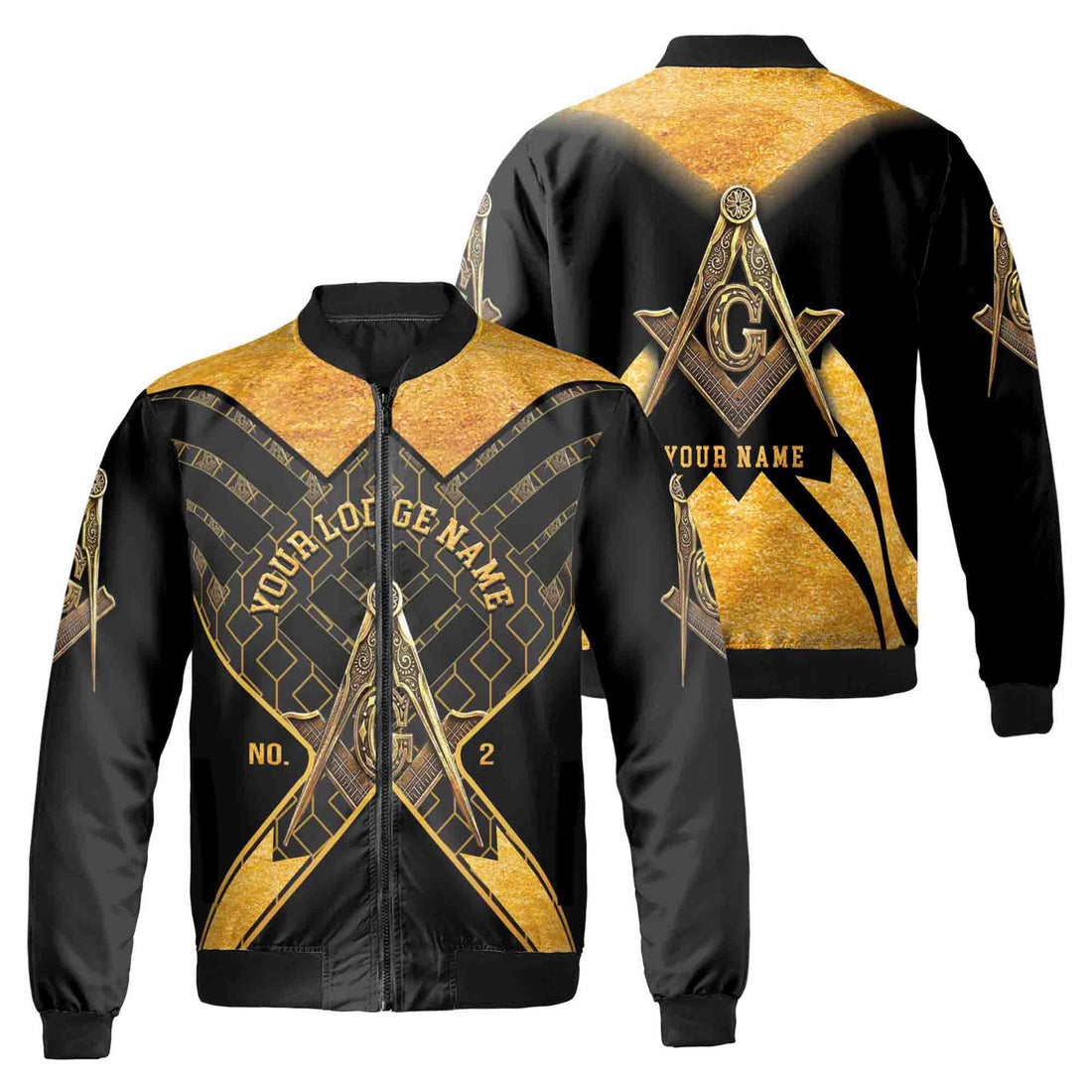 Customize Name, Lodge Name and Number Freemasonry Masonic Unisex Bomber Jacket S-5XL - FUKAMASONIC