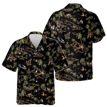 Masonic Tropical Freemasonry Palm Island Freemason Hawaiian Shirt S-5XL - FUKAMASONIC