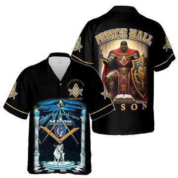 Customize Name Riding The Goat F&AM Prince Hall Mason Hawaiian Shirt S-5XL - FUKAMASONIC