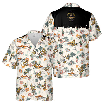 Personalized Masonic Master Mason Tropical Pattern Hawaiian Shirt S-5XL - FUKAMASONIC