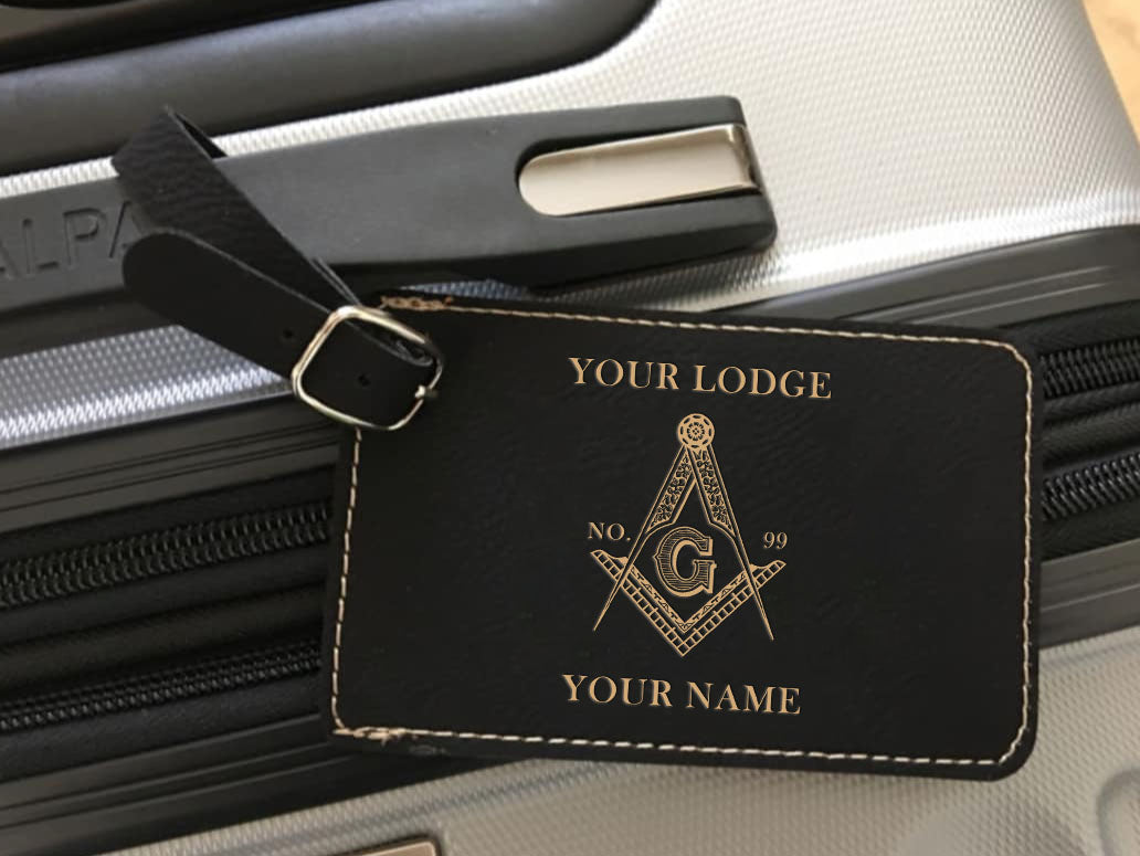 Customized Masonic Master Mason Symbol Leatherette Luggage Tag