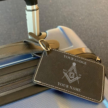 Customized Masonic Master Mason Symbol Leatherette Luggage Tag