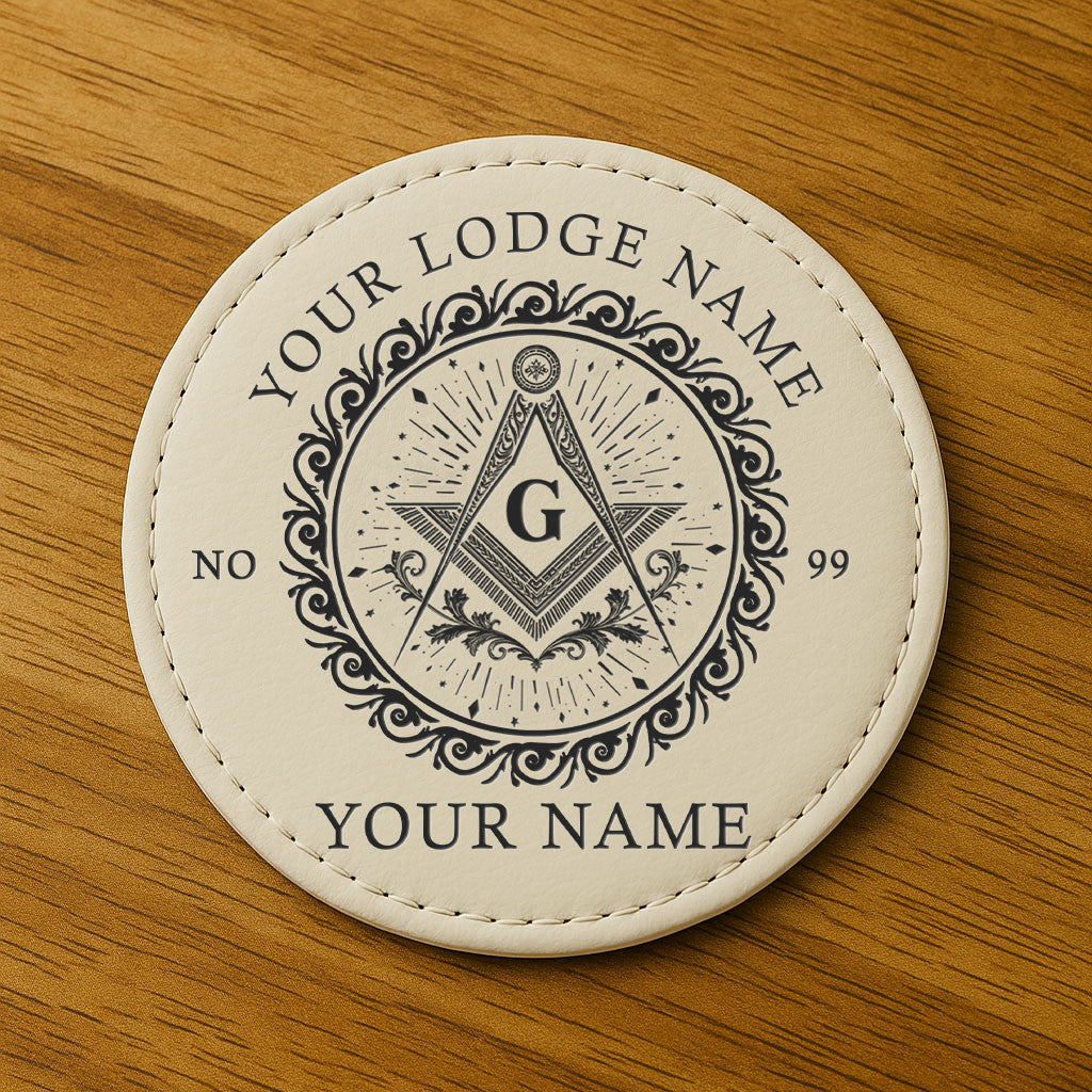 Customized Masonic Vines Stars Pattern Coaster, Freemason Lodge Gift - FUKAMASONIC