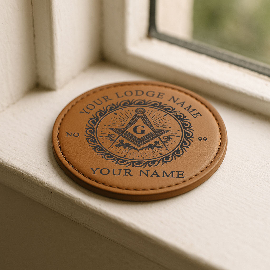 Customized Masonic Vines Stars Pattern Coaster, Freemason Lodge Gift - FUKAMASONIC