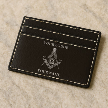 Customized Masonic Master Mason Symbol Leatherette Wallet Clip