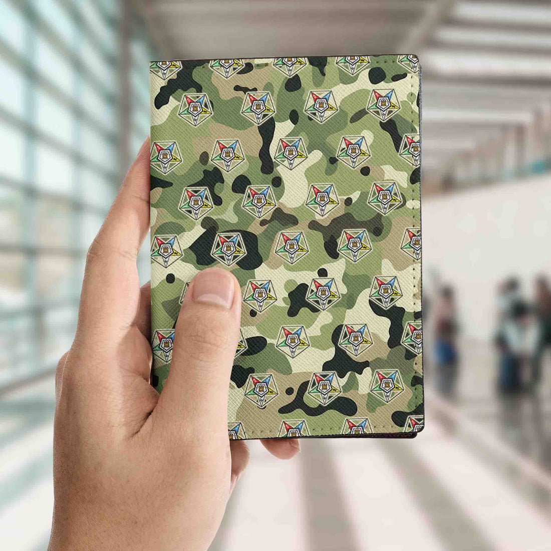 Camo Order of the Eastern Star OES Pentagon Down Passport Holder