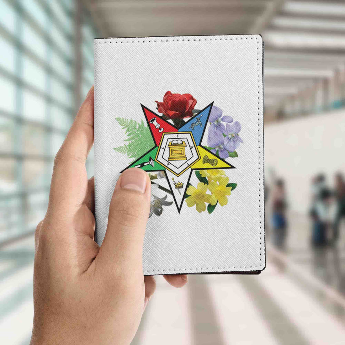 Order of the Eastern Star OES Floral Emblem Pentagon Down Passport Holder