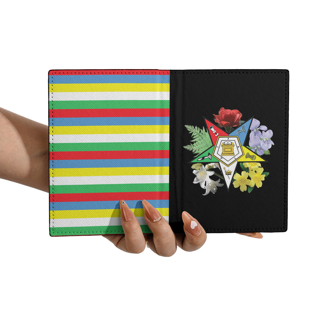 Order of the Eastern Star OES Floral Emblem Pentagon Down Passport Holder
