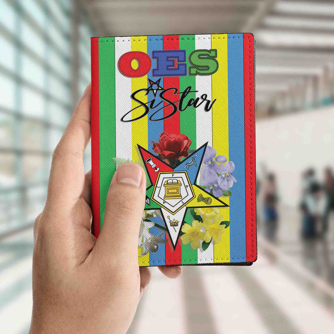 Order Of The Eastern Star OES Floral SIstar Freemason Passport Holder