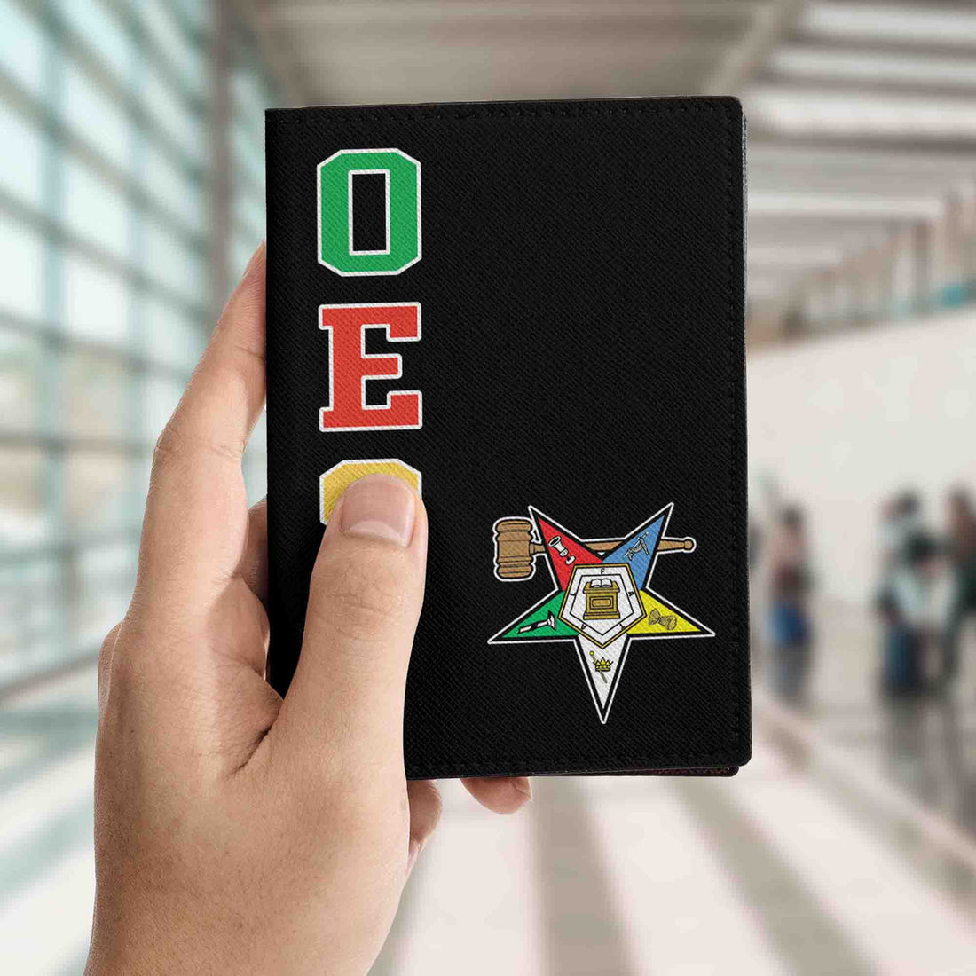 Multi-color OES Past Matron Pentagon Down Passport Holder