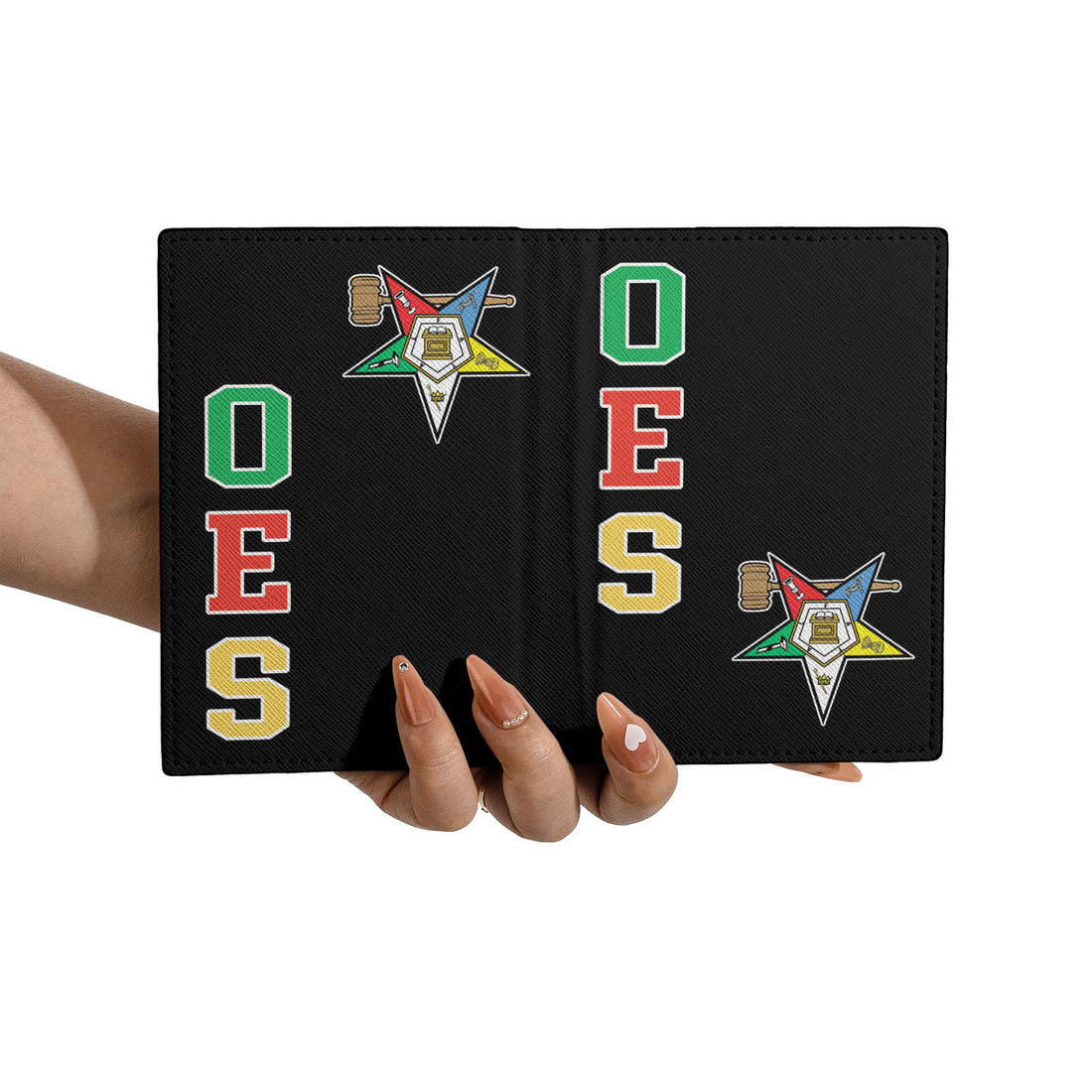Multi-color OES Past Matron Pentagon Down Passport Holder