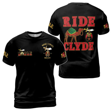 Custom Your Name, Temple Noble Shriners Ride Clyde Came 3D T-shirt Size S-5XL - FUKAMASONIC