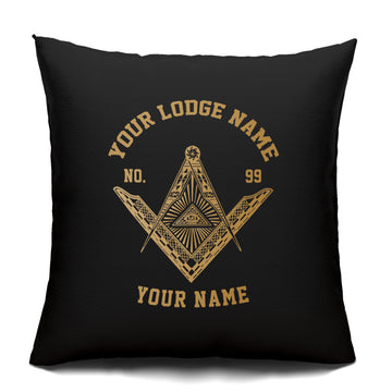 Customized Masonic Symbol Pyramid Freemason All Seeing Eye Black Pillow Case