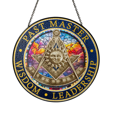 Past Master Mosaic Sky Masonic Colorful Stained Glass Suncatcher