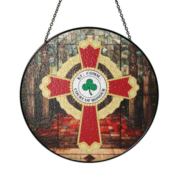 Knights Templar Court Red Theater Masonic Glass Suncatcher