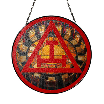 Royal Arch Round Table Red Yellow Masonic Stained Glass Gift