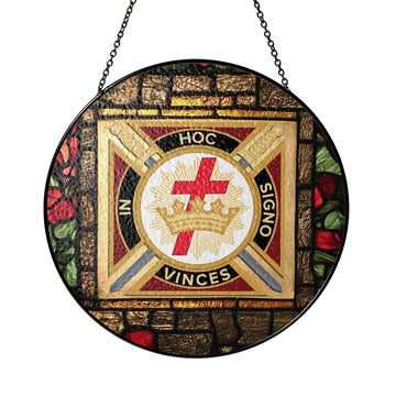 Knights Templar Rose Crest Colorful Glass Masonic Suncatcher
