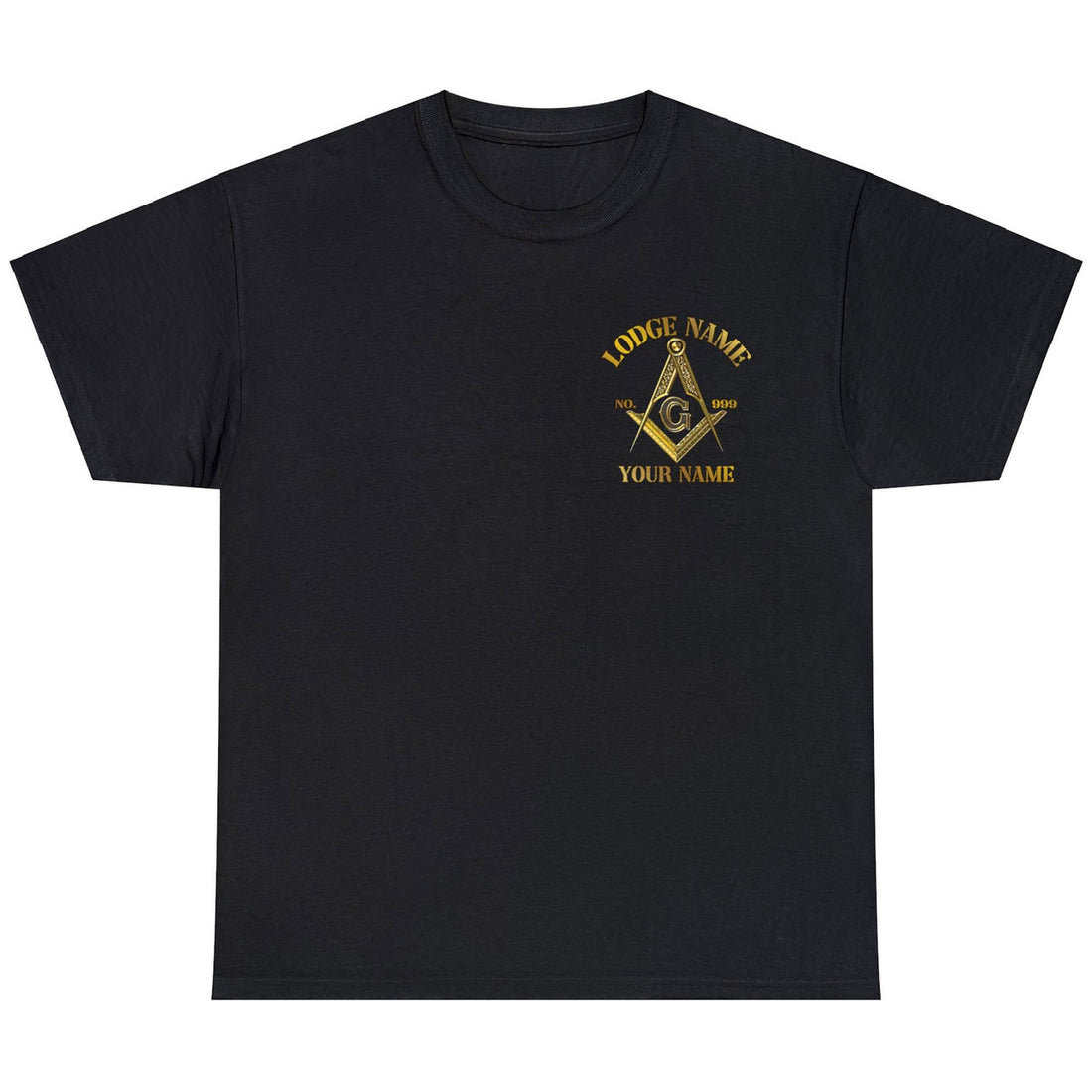 Customize Name Number Lodge Masonic Freemasonary Logo Unisex T-shirt S-5XL