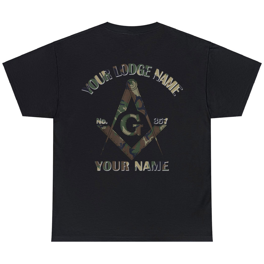 Custom Name Lodge Number Masonic Camo Square and Compass, Freemason Unisex T-Shirt S-5XL
