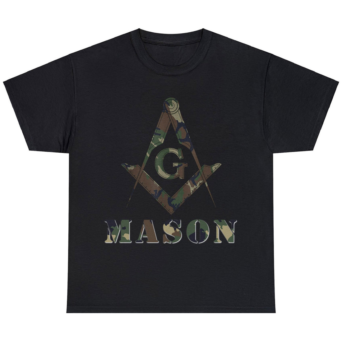 Masonic Camo Square and Compass, Mason Freemason Unisex T-Shirt S-5XL