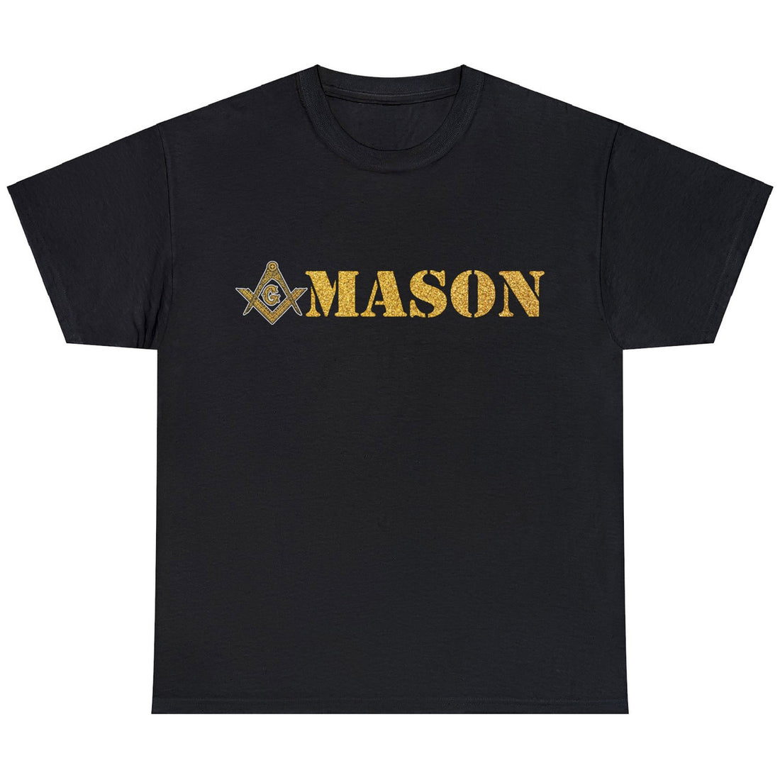 Golden Masonic Square and Compass, Freemasonary Unisex T-Shirt S-5XL