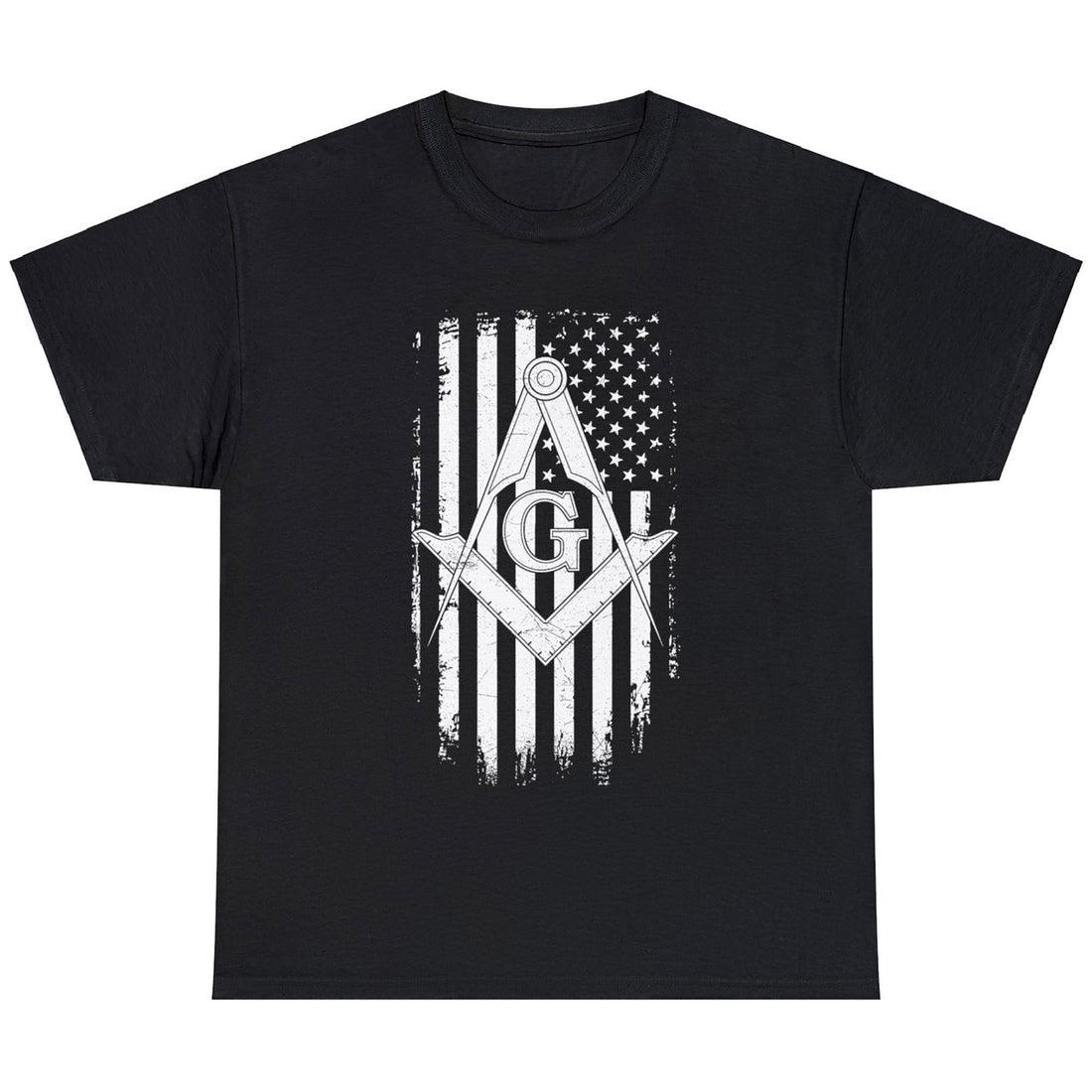 Masonic American Flag Square and Compass, Freemason Unisex T-shirt S-5XL
