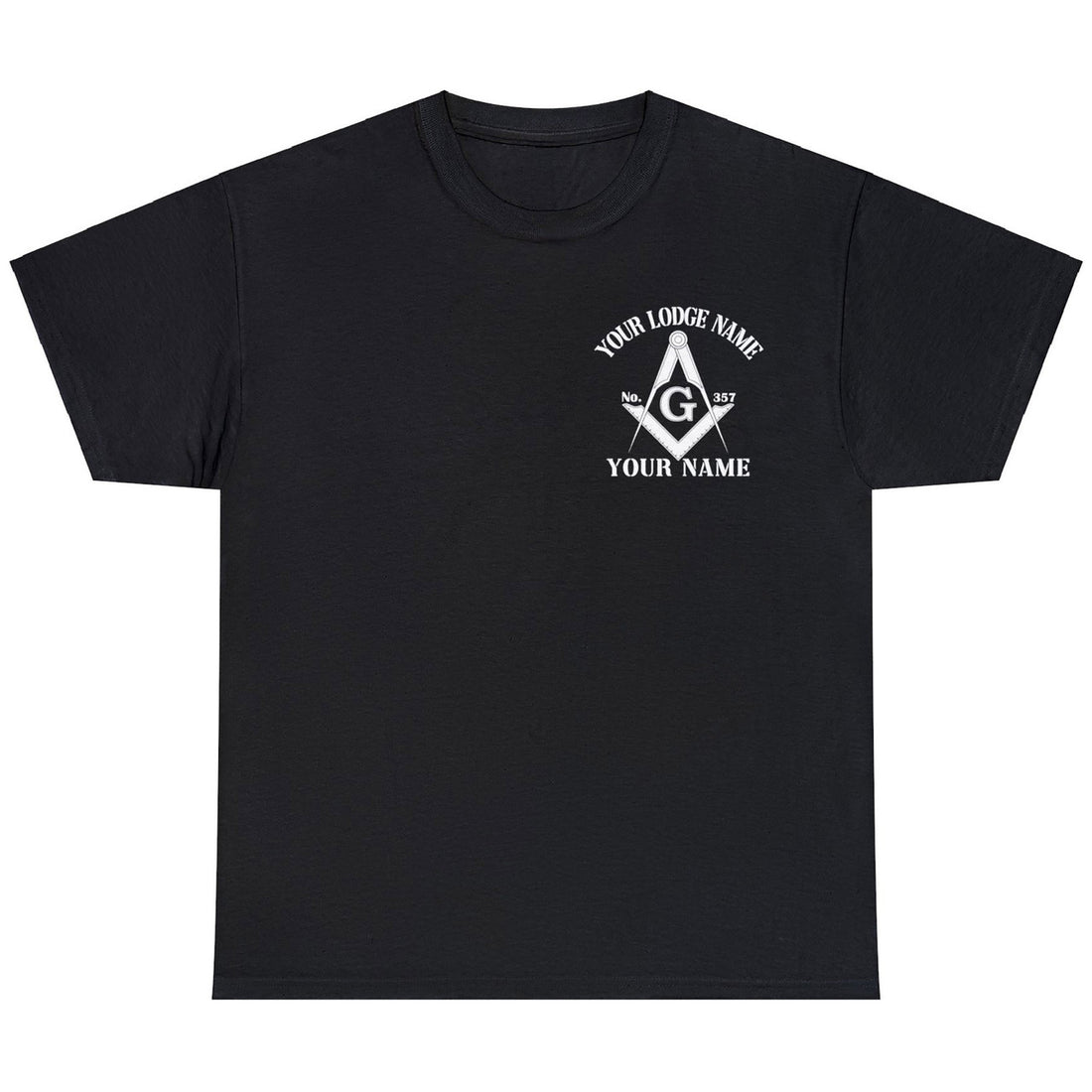 Customize Name Number Lodge Masonic Freemasonary White Logo Unisex T-shirt S-5XL