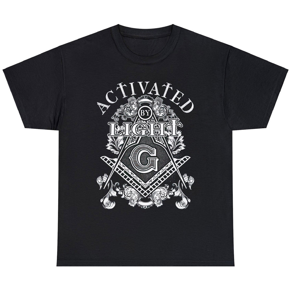 Activated By Light Masonic Square and Compass, Freemasonary Unisex T-Shirt S-5XL