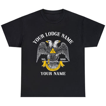 Customized Scottish Rite 32 Degree Emblem Masonic Unisex T Shirt S-5XL