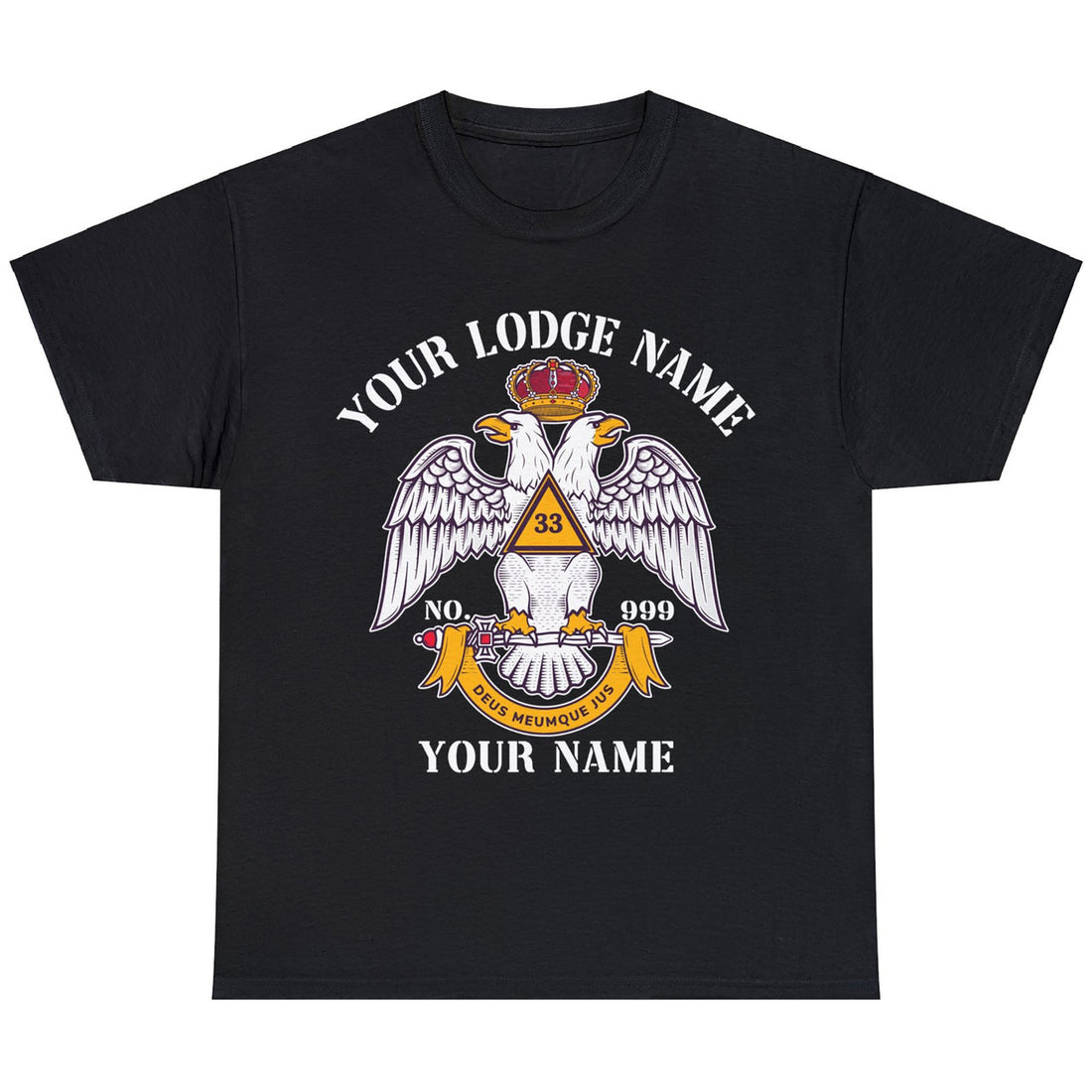 Customized Scottish Rite 33 Degree Emblem Masonic Unisex T Shirt S-5XL