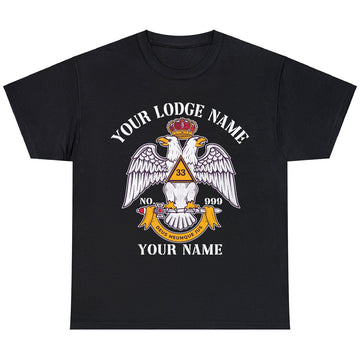 Customized Scottish Rite 33 Degree Emblem Masonic Unisex T Shirt S-5XL