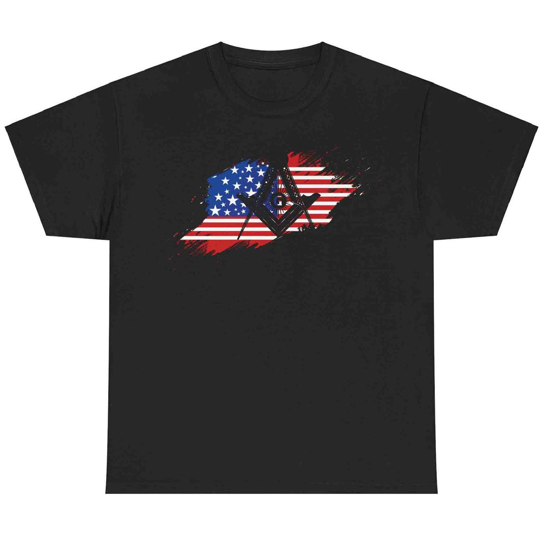 Vintage US Mason Flag Square and Compass Masonic T-Shirt