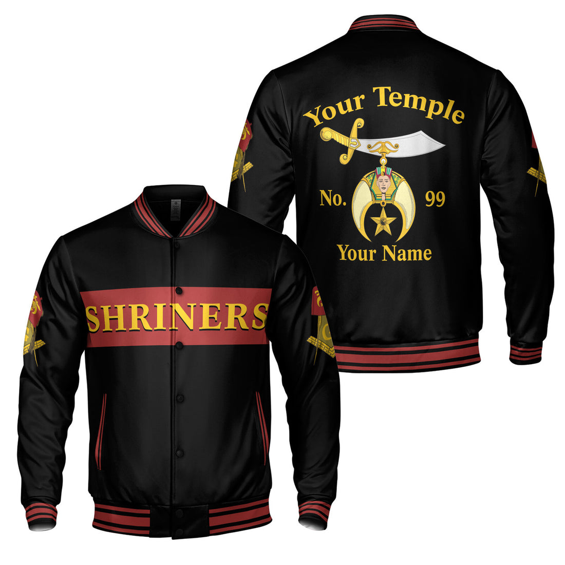 Personalized Shriners With Mason Noble Shriner Varsity Jacket S-5XL - FUKAMASONIC