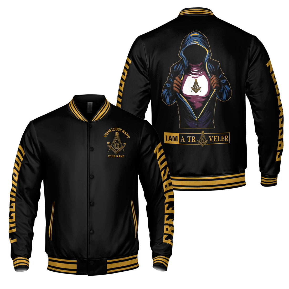 Customized I Am A Traveler Freemason Masonic Varsity Jacket S-5XL - FUKAMASONIC