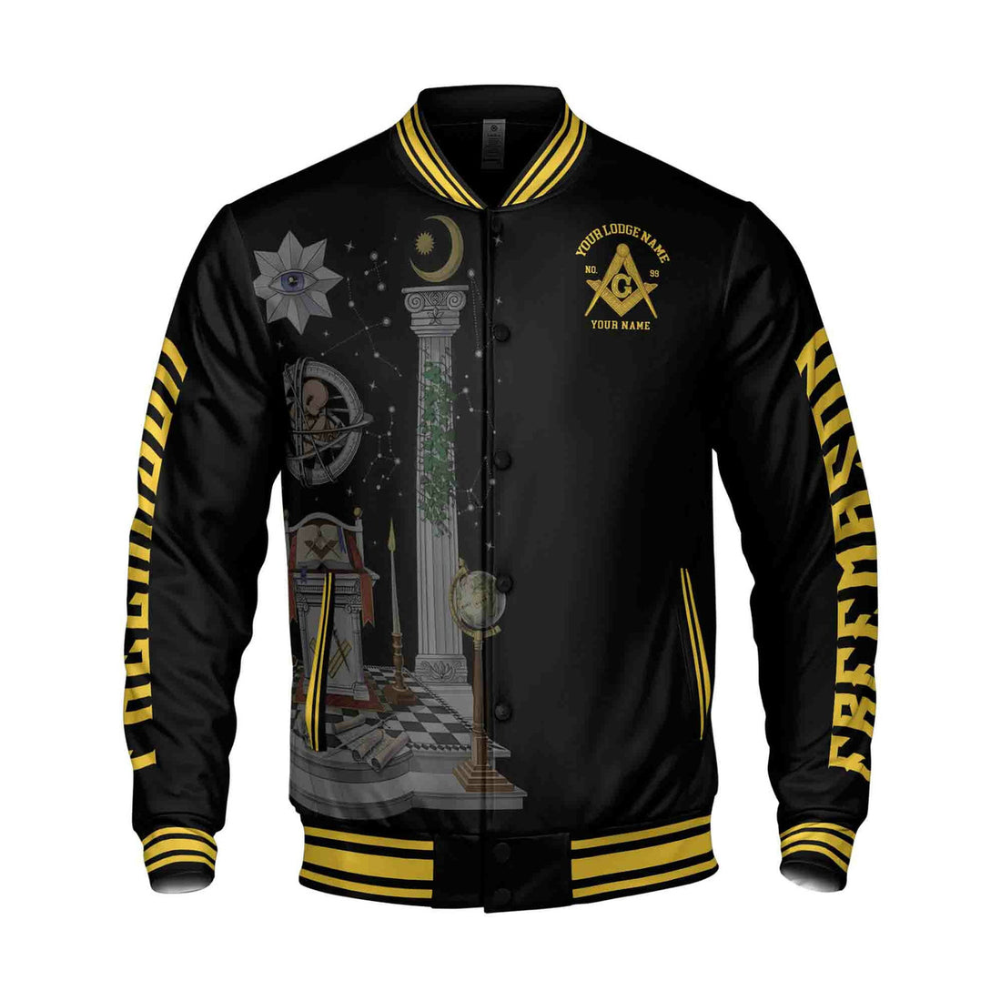 Personalized Masonic Lodge Altar Proud To Be A Mason Varsity Jacket S-5XL - FUKAMASONIC